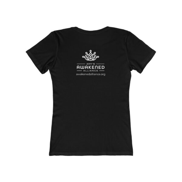 Awakened Alliance Women's Grey Distressed Logos Boyfriend Tee with back imprint - 6 colors - Image 4