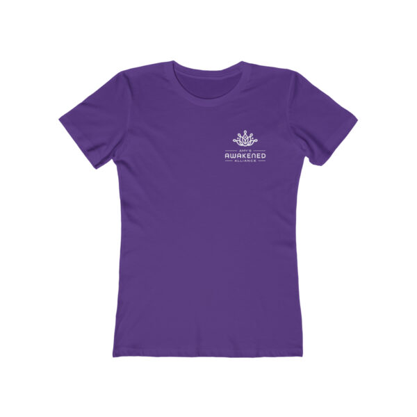 Awakened Alliance Women's Grey Distressed Logos Boyfriend Tee with back imprint - 6 colors - Image 9