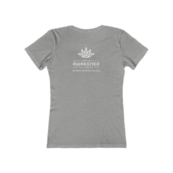 Awakened Alliance Women's Grey Distressed Logos Boyfriend Tee with back imprint - 6 colors - Image 6